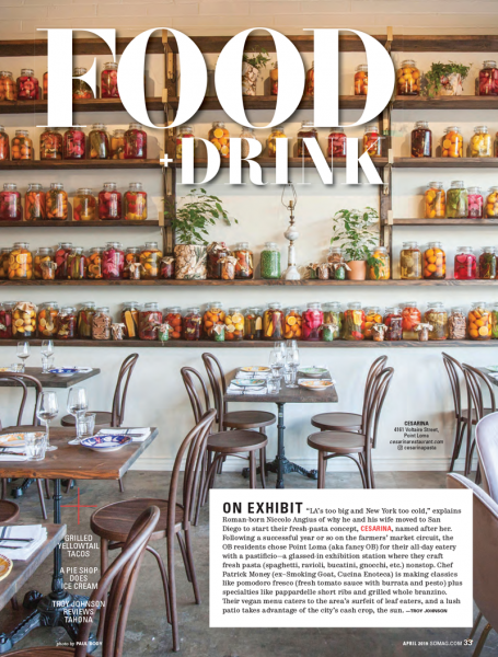 Link to SD Magazine article about Cesarina Restaurant