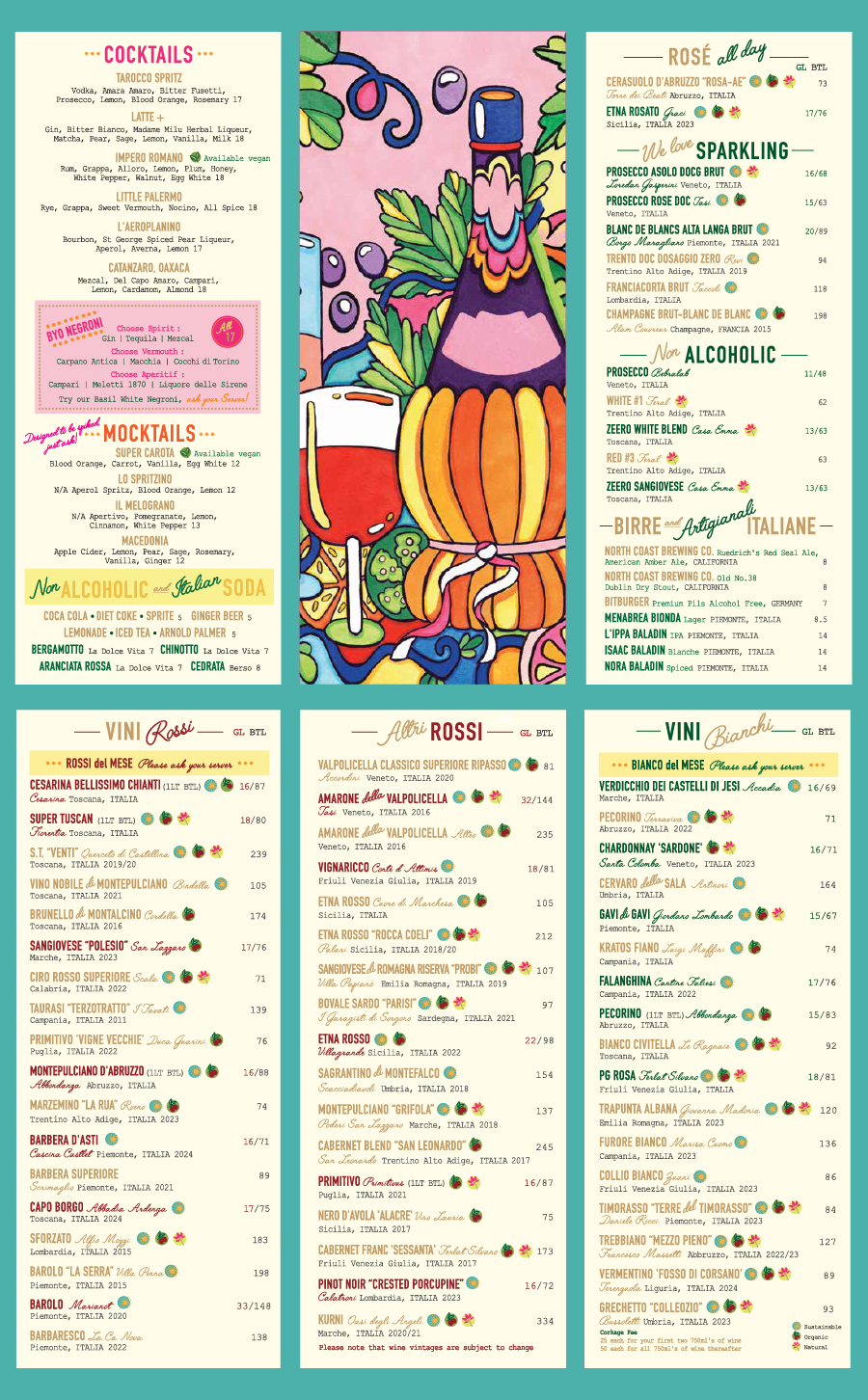 Cesarina Wine and Beverage Menu
